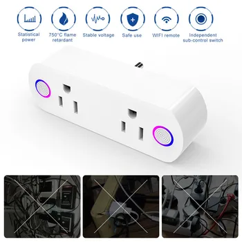 

2 In 1 Smart Plug Wifi Smart Socket US Plug Control with Alexa Timing on/off The Power Samrt Google Home Electric with LED Light