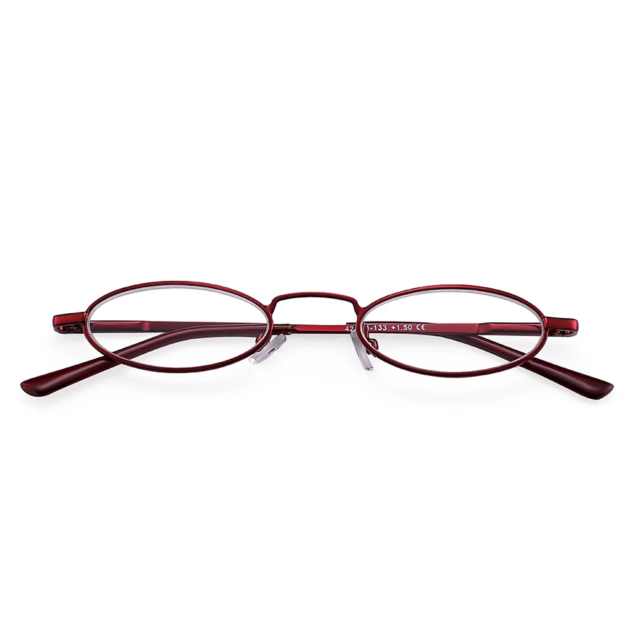 Анти-усталость женщин мужчин полный металлический очки для чтения унисекс Пресбиопия очки Защита глаз очки - Цвет оправы: Women Red With Case