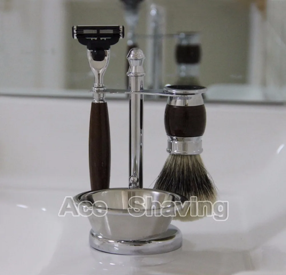 Shaving Set kits Finest Badger Hair Brush 3 Layer Blades Razor