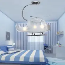 Детская игрушка, современный светодиодный светильник для детской комнаты, светильник для мальчика в спальню, лампа с изображением вертолета из мультфильма, стеклянная лампа для детской комнаты