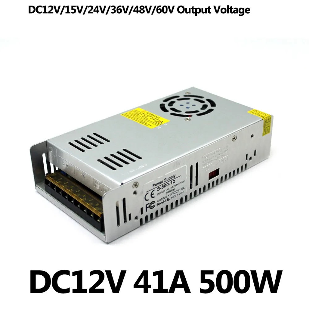 DC12V 500 W импульсный источник Питание DC 24 V 12 V 15 V е-байка 36В 48В 60В Светодиодный драйвер освещение Трансформатор для светодиодные ленты лампы CC ТВ AV ТВ принтер