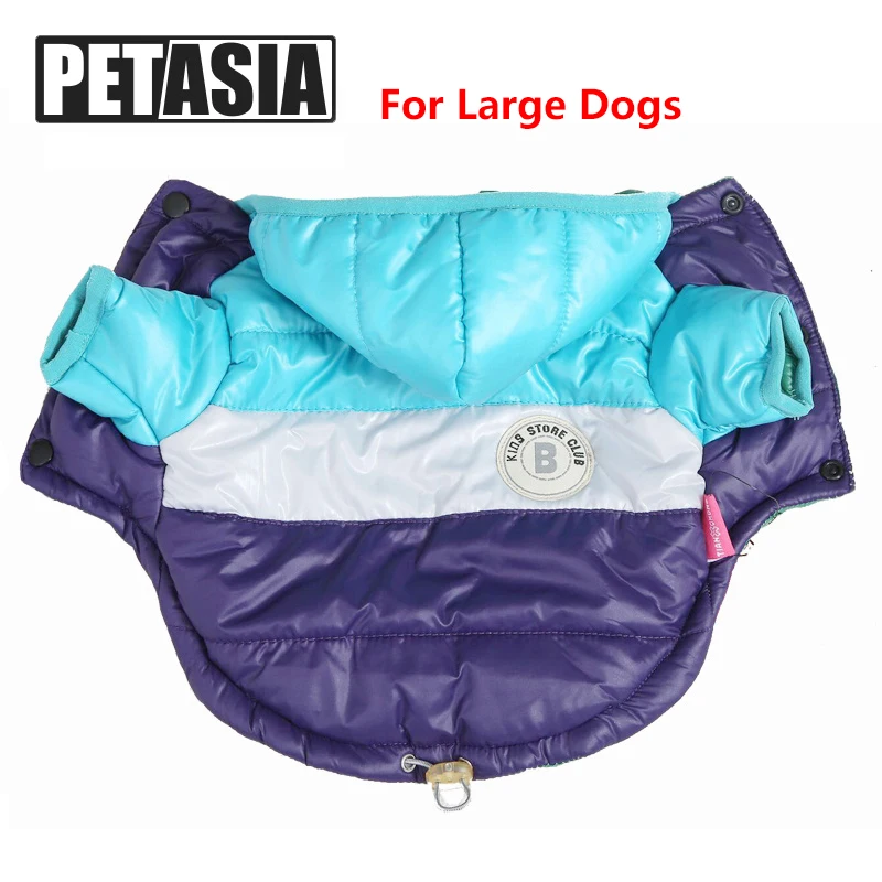 

PETASIA Winter Pet Dog Clothes For Large Dogs Striped Solid Pattern Thick Waterproof Down Jacket Coat For Big Dogs 6XL