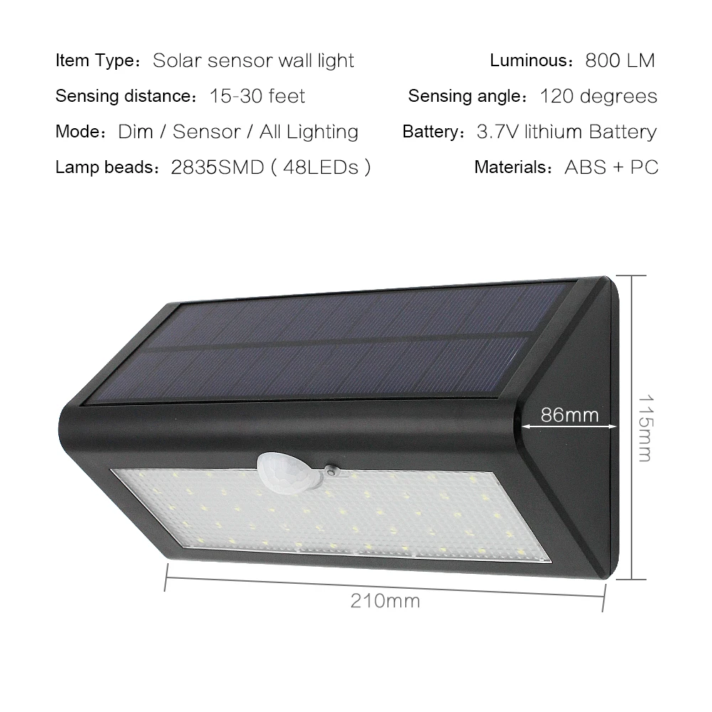 Новый Солнечный свет 20/45/48 LED наружная настенная лампа PIR датчик движения Детектор