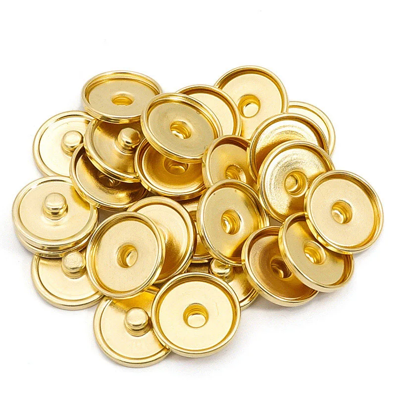 New golden 12MM/18MM/20MM snap buttons 50pcs/lot fit glass cabochon DIY