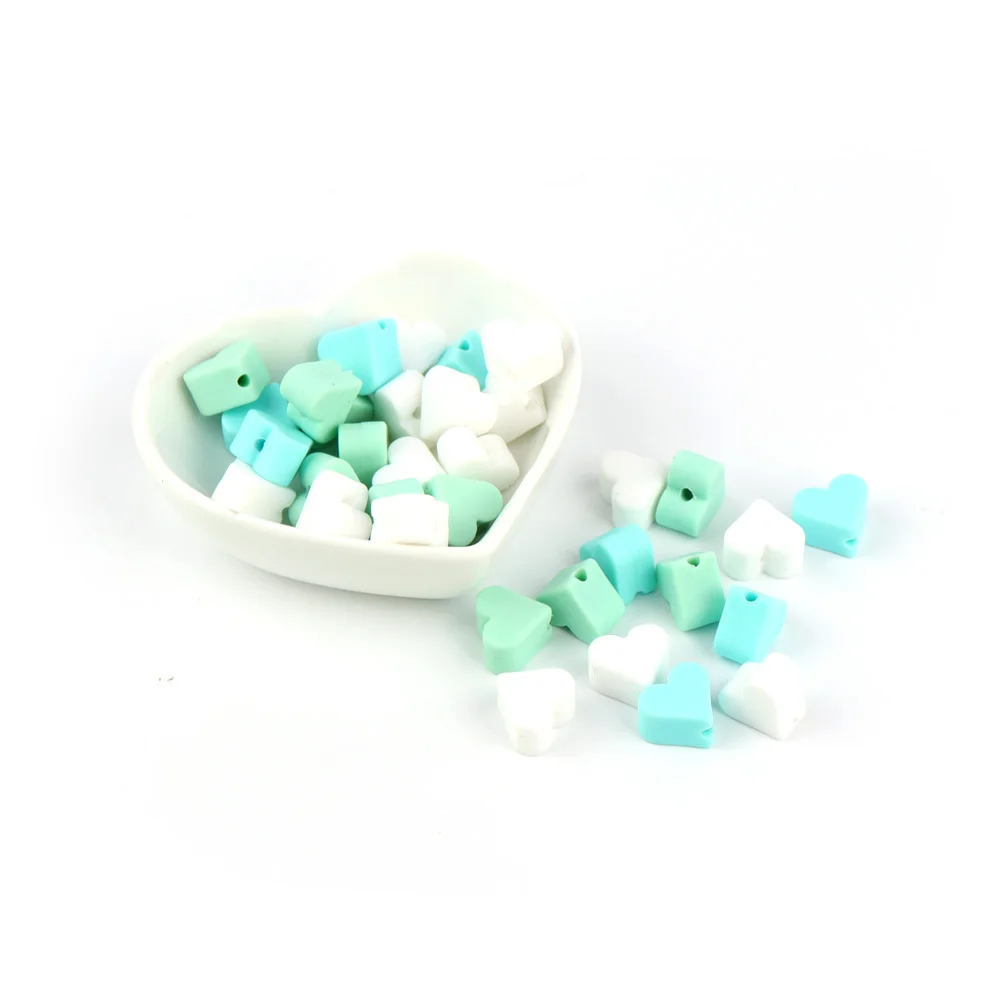 TYRY. HU BPA бесплатно 30 шт силиконовый бисер ребенок прорезывание зубов игрушки сердце бусины подвески детские жевательные прорезыватели для кормления ожерелье