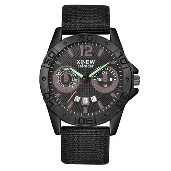 

XINEW Canvas Wrist Watches Men's Sport Calendar Clock Relogio Masculino 2020Top Brand Men Steel Dial Military Quartz Watch #Zer