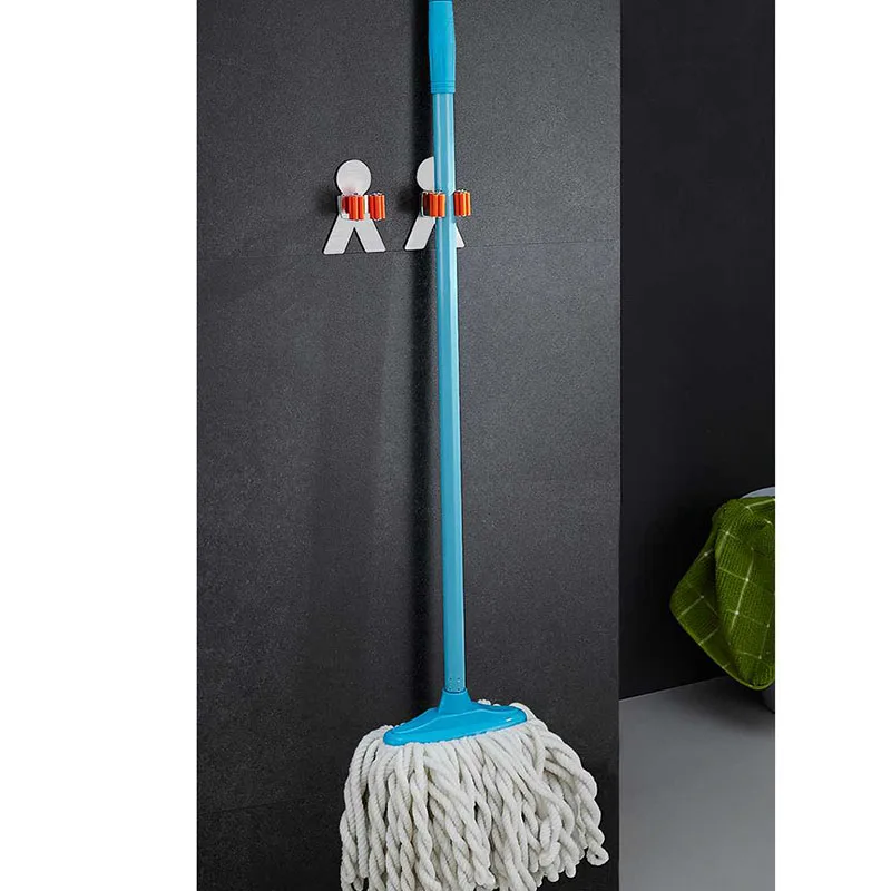 

Mop Broom Holder Self Adhesive Broom Mop Holder Storage Organizer Wall Racks for Brush Mops HFing