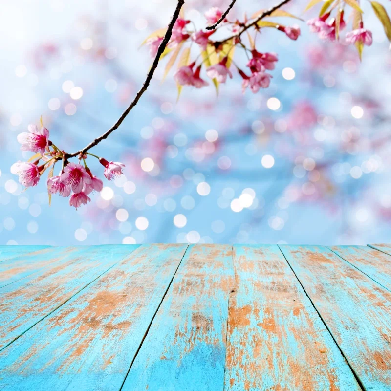 

Laeacco Fantasy Polka Dots Light Bokeh Wooden Floor Flower Baby Party Photo backdrops Photographic Backgrounds For Photo Studio