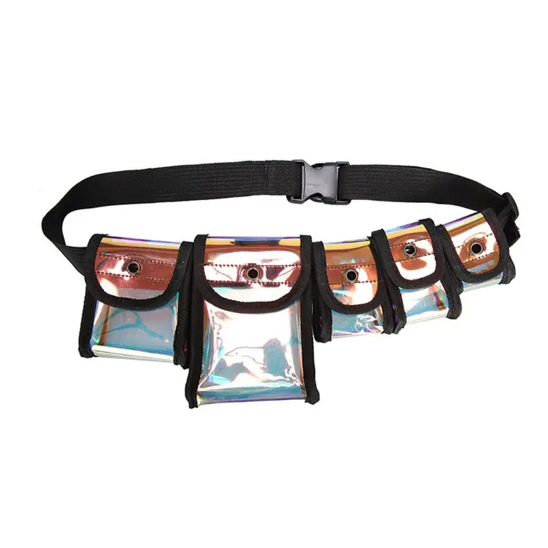 

THINKTHENDO Premium New Fashion Unisex Transparent Chest Belt Bag Multi-pocket Mini Holographic Waist Bags