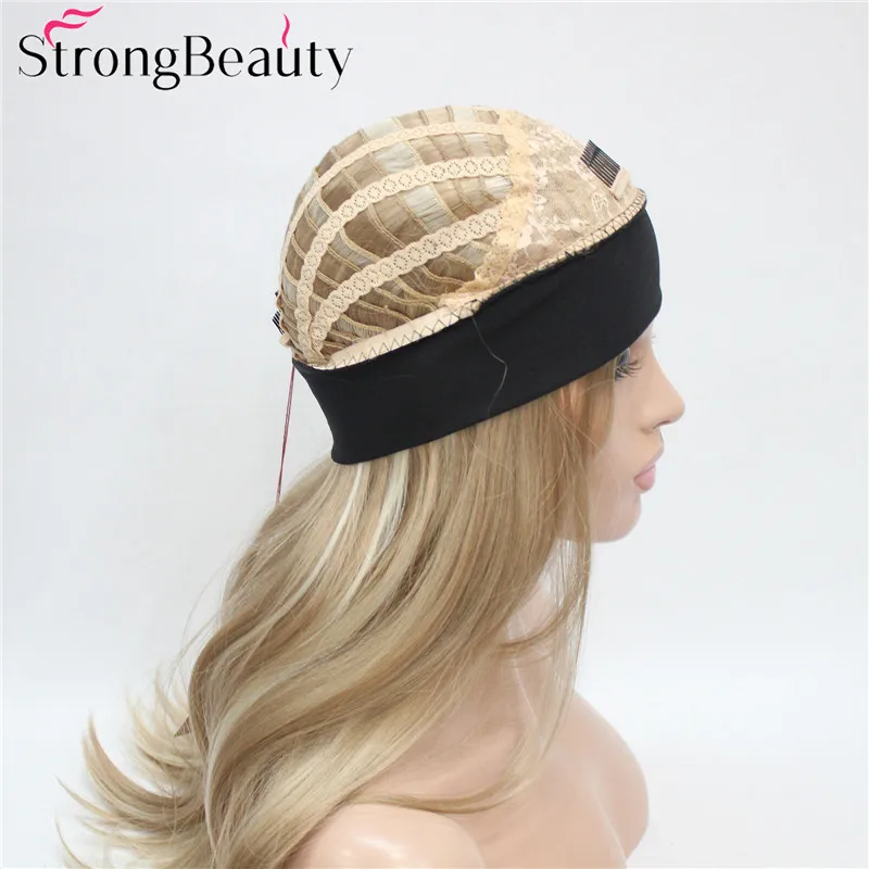 E-679B #L16-613new 34 wig with headband honey ash blonde with blonde highlights long half wig (7)
