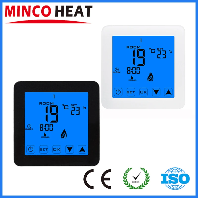 Online Termostato de control de temperatura de sala de pantalla táctil LCD termoregulatador de calor MINCO para suelo de calefacción eléctrica