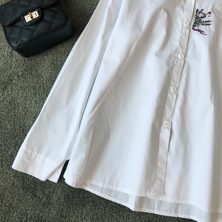  2019 Spring Korean New White Long Sleeve White Shirt Women Single Breasted Elegant Blouse Tops G430