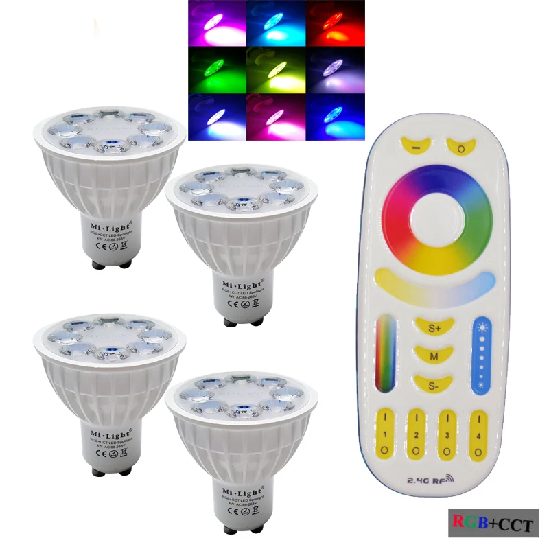 Приглушаемая Беспроводная Светодиодная лампа 2 4G Milight GU10 RGB + CCT светодиодный