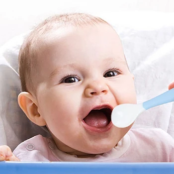 

Baby Feeding Spoon Fork Set Children Curved Handle Easy Grip Elbow Training Kit Training Spoon