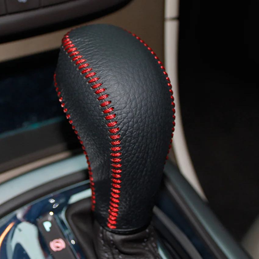 Yuji-Hong автоматическая коробка передач автомобиля чехлы Чехол для Buick Excelle GT/XT Regal авто Сдвиг ошейники из натуральной кожи ручной работы - Название цвета: Red line