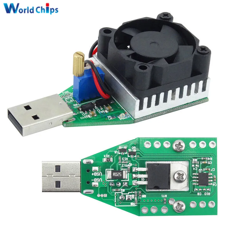 

15W DC 3V-21V Adjustable Current Module Electronic Test Load resistor USB Interface Battery Discharge Capacity Tester With Fan