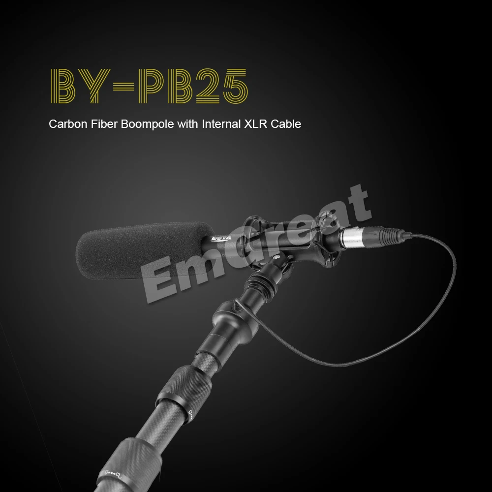 Boya BY-PB25 из углеродного волокна микрофон бумпулы с внутренним XLR кабелем 1 м(3,3 ') до 2,5 м(8,2') микро бум полюс