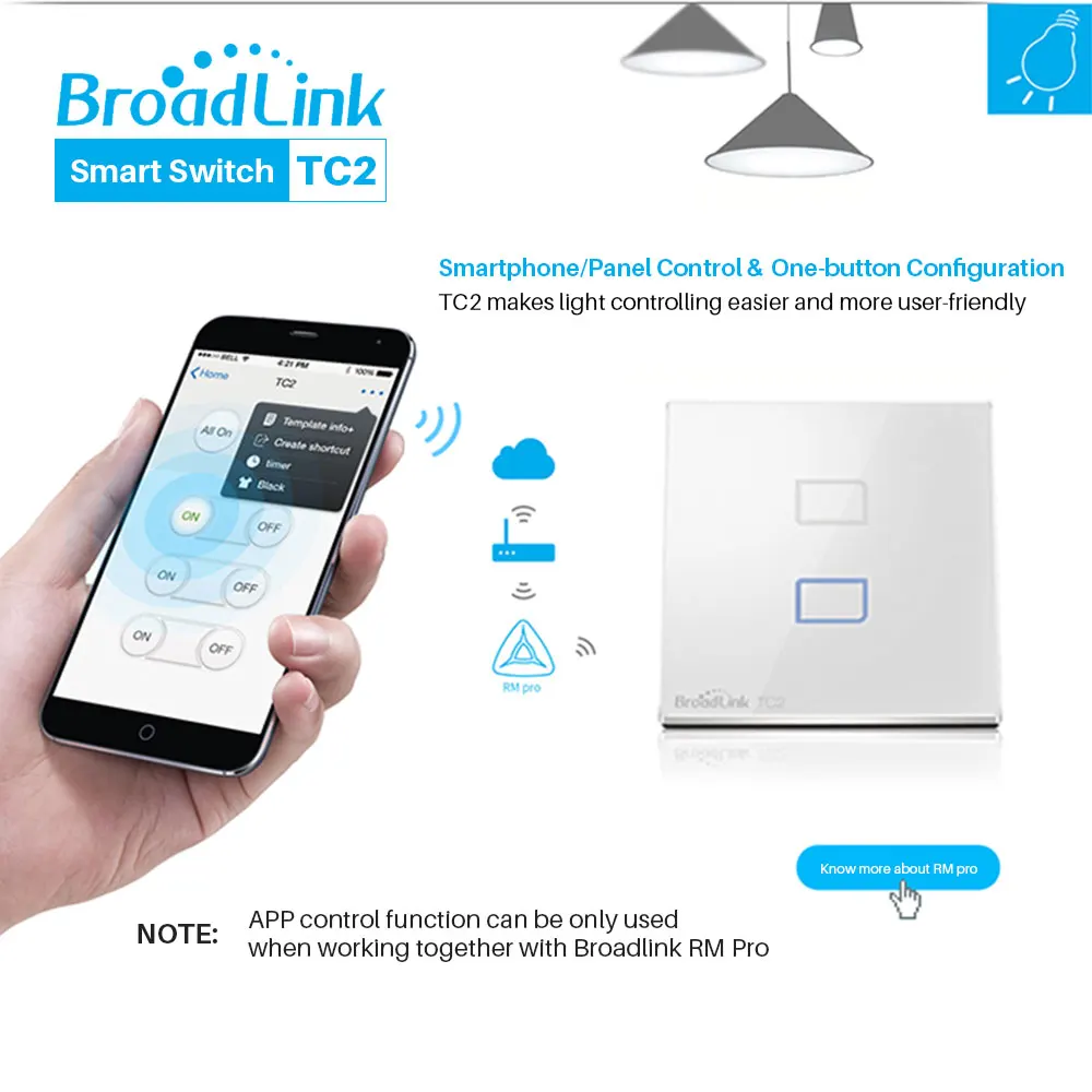 Настенный светильник Broadlink TC2 Wi Fi сенсорная панель стандарт Великобритании ЕС