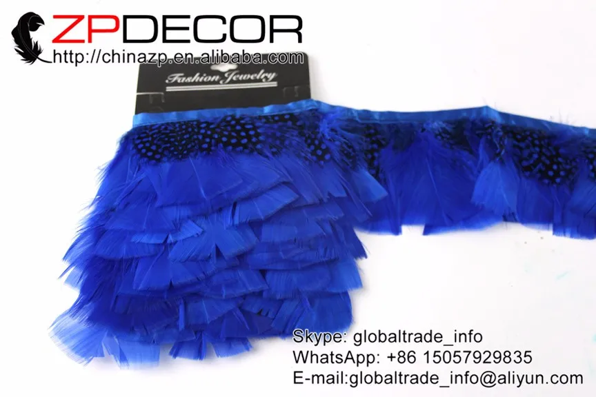 Turkey T-Base Plumage Feather trim with guinea feathers royal Blue Dyed (72)