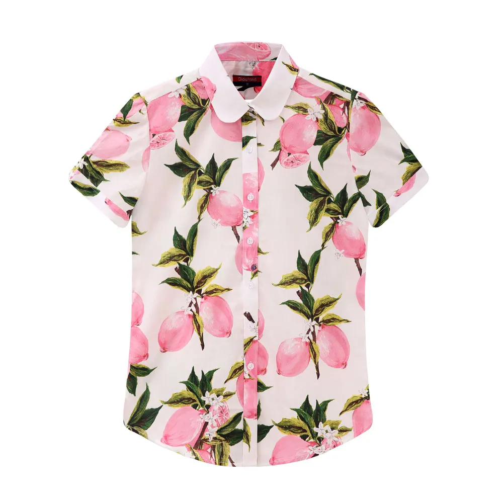 Camisa De sredgranden Casual Tallas swhitetulip Sbluechry Grandes Dioufond sgreenswan syelboh Mujer Floral Con swhiteredf Para Blusa Manga Playa 2017 sblueredf sworange Estampado Tops snlipstick sblackredf Verano Algodón sgpineapple Corta snavydaisy AdCq5Aw