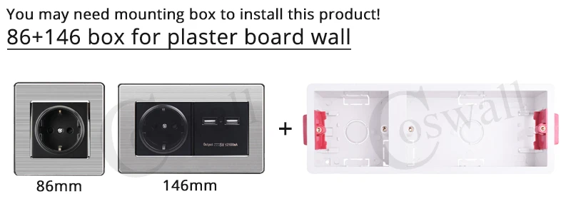 Coswall 86+ 146 Тип сухая подкладка коробка для гипсокартона гипсокартон 35 мм Глубина настенная коробка переключателей розетки кассеты