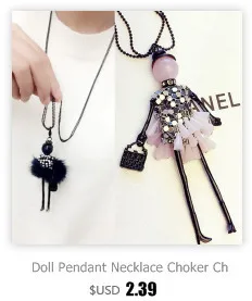 Fashion Modern Design Doll Necklace Long Sweater Chain Pendant Necklaces Collares Girl Women Charms Choker Jewelry Accessories