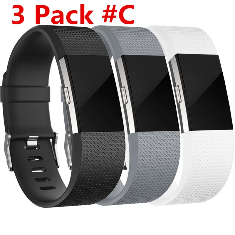 Нью-Йорк(3/4/5/6/Упаковка из 10 шт.) замена силиконовый резиновый ремешок Браслет для Fitbit заряд 2 больших и малых Размеры