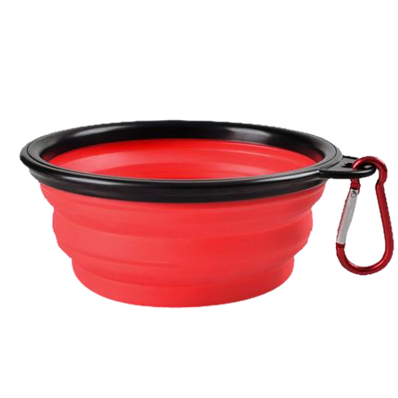 Folding Dog Bowl Outfit Portable Travel Bowl Dog Feeder Water Food Container Silicone Small Mudium Dog Pet Tools - Цвет: J