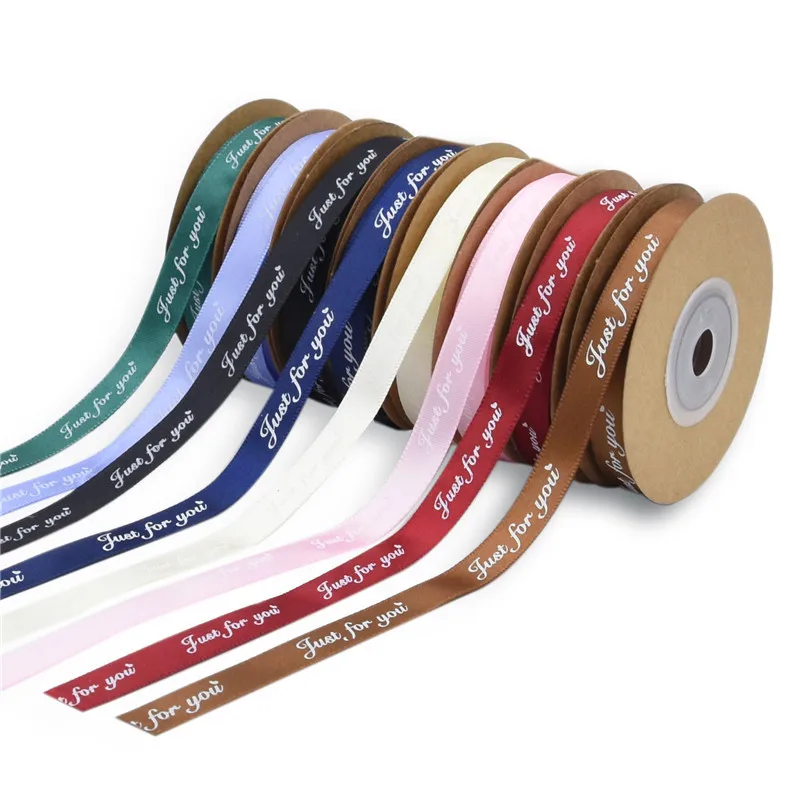 5M/Lot Just For You Printed Polyester Ribbon 10mm Romantic Craft Ribbons for Handmade DIY Gifts Wrapping Decorations