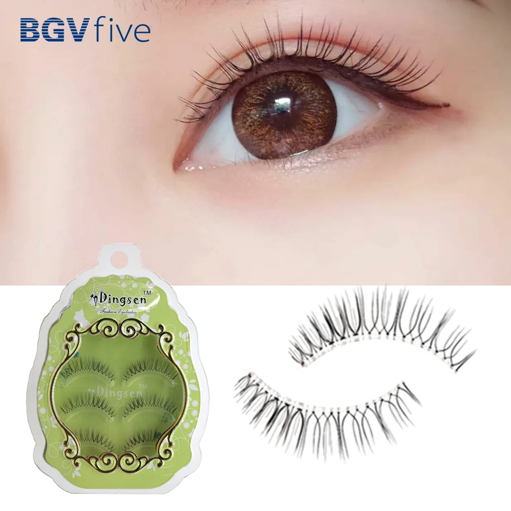 

3 Pairs Reusable Long Cross False Eyelashes Natural Handmade Fake Lashes for Makeup Cosmetic 1cm