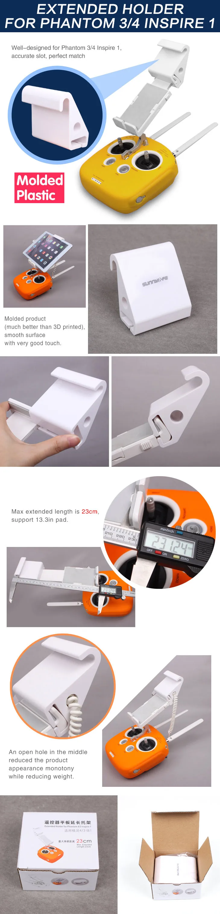 Remote Monitor Extended Holder Bracket Support 13.3/10/9.7inch IPad/Tablet/Phone For DJI Phantom 4 Phantom 3 Inspire 1
