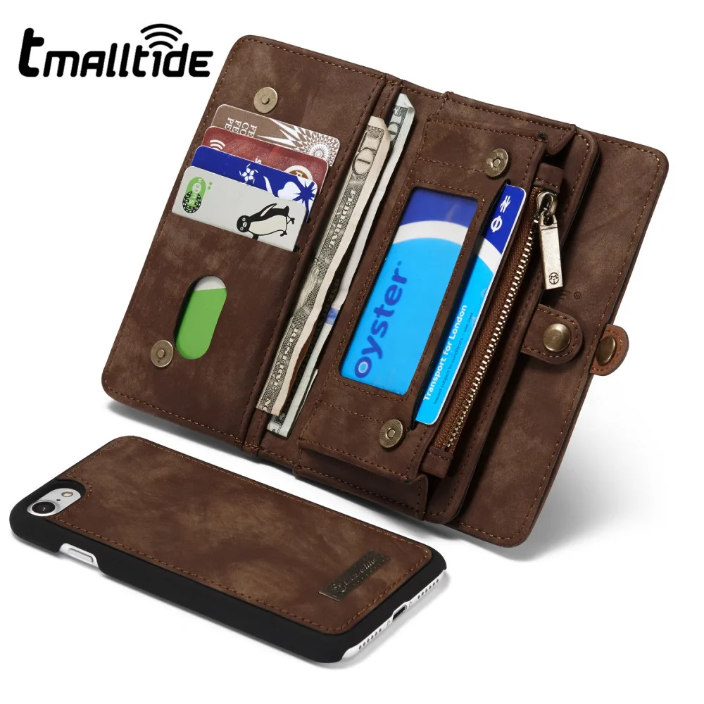 Tmalltide Removable Leather Wallet Case for Samsung Galaxy S7 S7 Edge Magnetic Flip Card Holder Cover