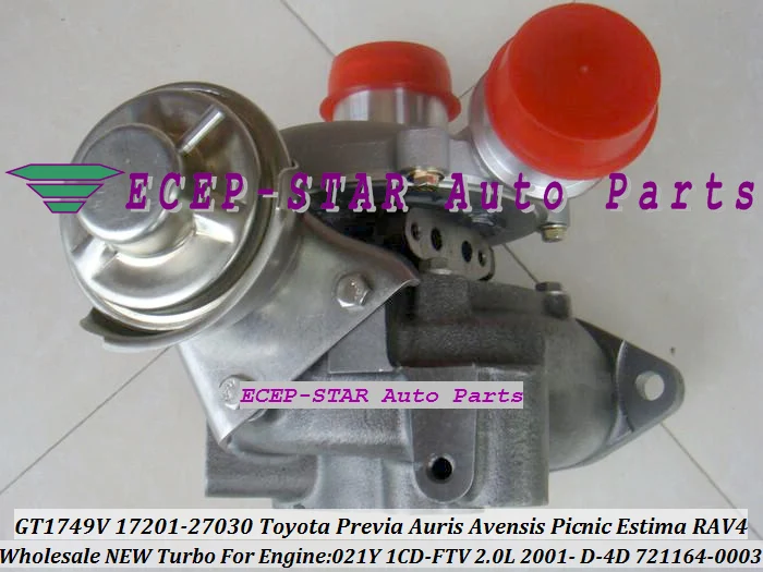 Турбокомпрессор GT1749V 721164 0003 17201 27030 для TOYOTA RAV4 Previa Auris Avensis пикника Estima 021Y 1CD FTV