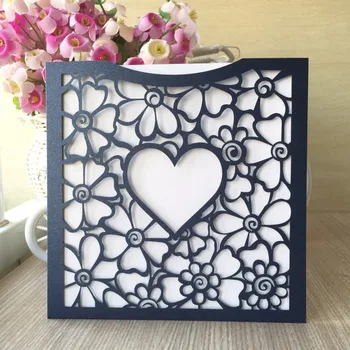 

20pcs Laser Cut Pearl paper craft Wedding Party decoration Invitation Blessing Paper card Christenning theme with heart pattern