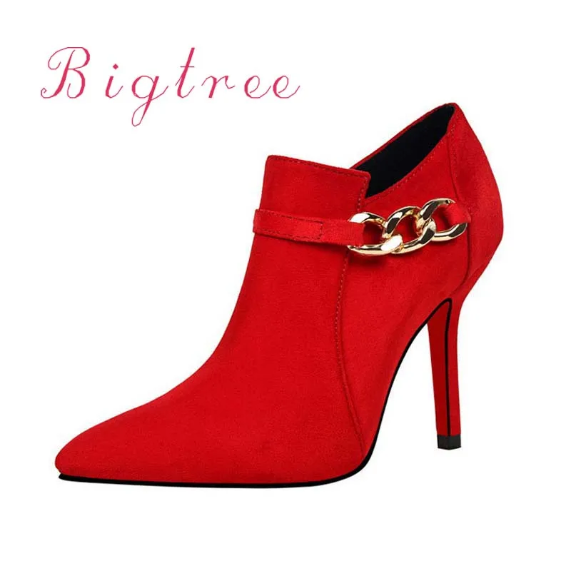 

Luxury Brand Women Boots Elegant Women High Heels Shoes Autumn Winter Ankle Boots Pointed Toe Thin Heels Boots Women's Pumps