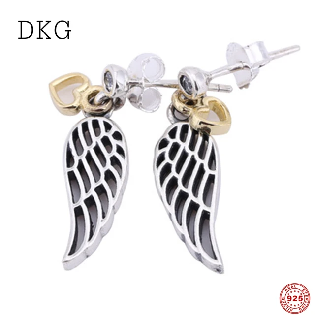 

Genuine 925 Sterling Silver Fashion Animal Wings Earrings Fit for Original Women's Charm Earrings Gift DIY Jewelry