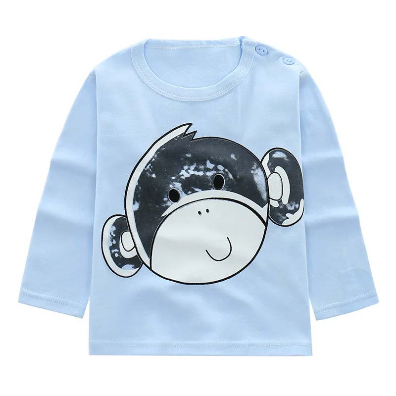 Осенняя одежда для маленьких девочек и мальчиков футболка детская футболка с длинными рукавами качественная детская одежда из хлопка с героями мультфильмов топы, футболки - Цвет: monkey