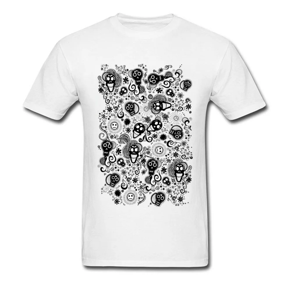 Design Birthday Summer Fall Cotton Fabric Round Collar Mens Tees Europe Clothing Shirt 2018 New Fashion Short Sleeve T Shirts Happy Mexican Day of the Dead white