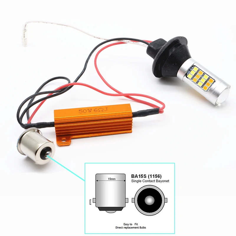 2pcs lot Dual Color 1156 42SMD 2835 White & Amber S25 1156 BA15S LED Bulbs For Front Turning Lights Signal DRL Error Free Canbus (2)