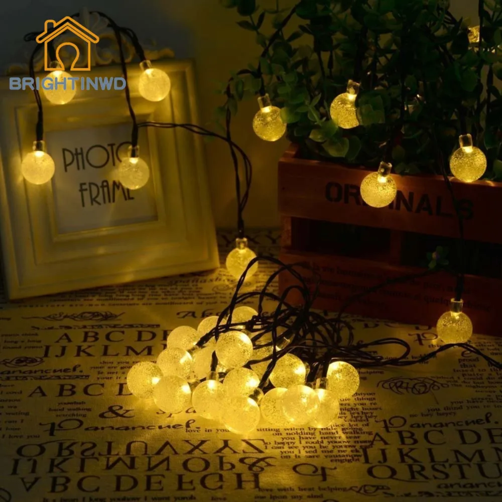 Solar Outdoor Lichtslingers 6 M 30 LED Crystal Ball Globe Kerst Kerstverlichting Voor Holiday Party Tuinpad Thuis decoratie