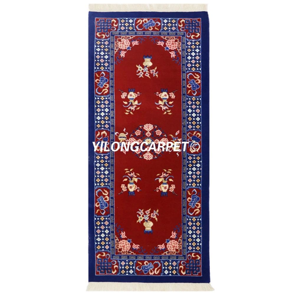 YILONG 2.5'x6' Chinese red hand knotted corridor stairs carpet runner
