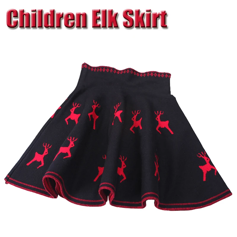 Fall Winter Christmas Elk Pattern Pleated Skirt Girls Princess Skirts Tutu Girl Knitting Child Clothing | Детская одежда и обувь
