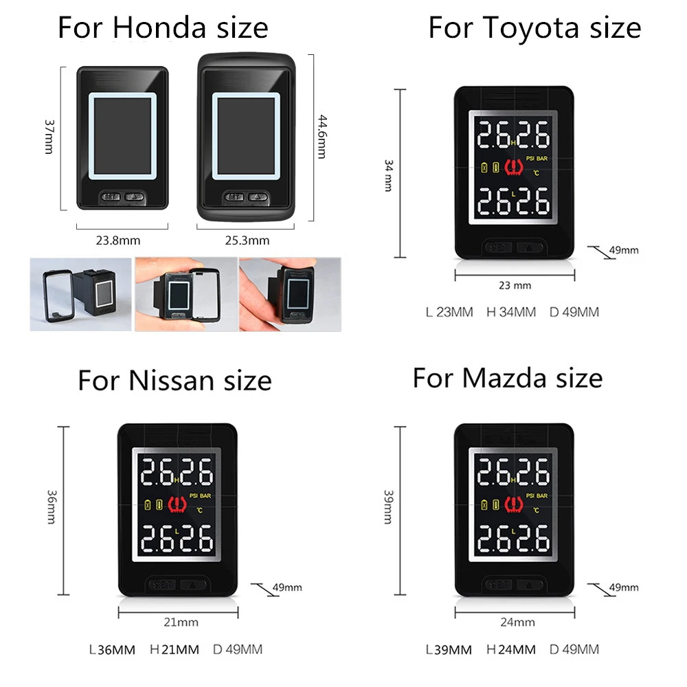 U912 TPMS система контроля давления в шинах Беспроводная Автоматическая сигнализация с 4 внутренними датчиками для Toyota Mazda Nissan Honda