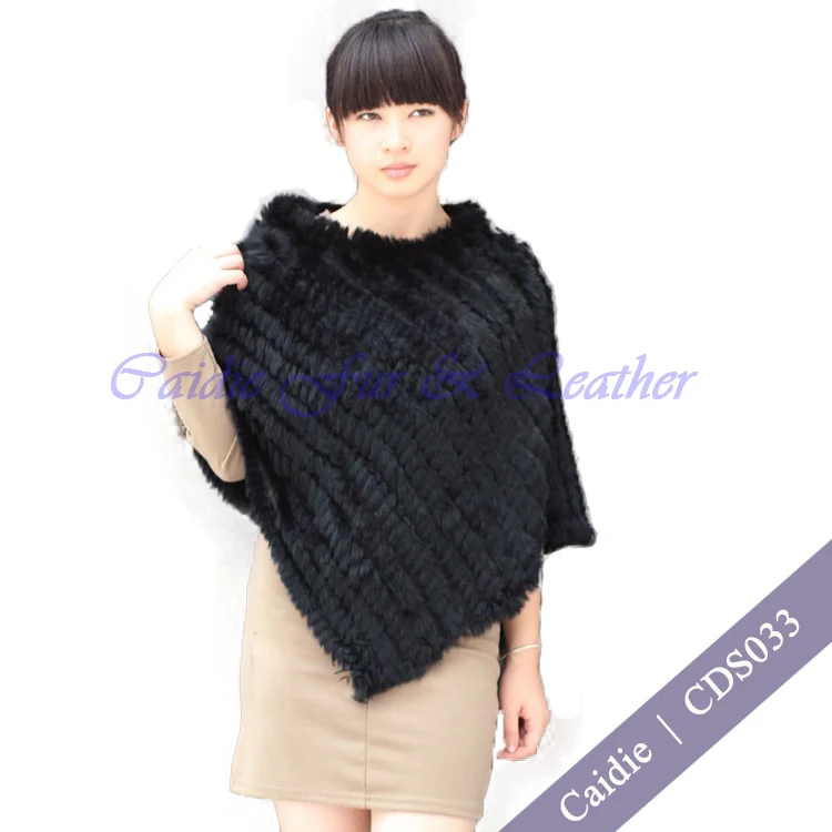 Günstig HSPL Pelz Poncho 2019 Herbst Echt Kaninchen Heißer Verkauf Dreieck Gestrickte Frauen Pullover Dame Pashmina Wrap poncho pele de coelho
