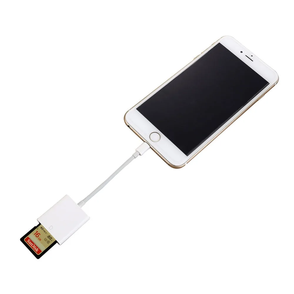 2 в 1 устройство для чтения SD карт и камеры Apple iPhone 7 8 X XS 5/5s/6/6s/6 Plus/iPad Mini/Air iOS 9 12