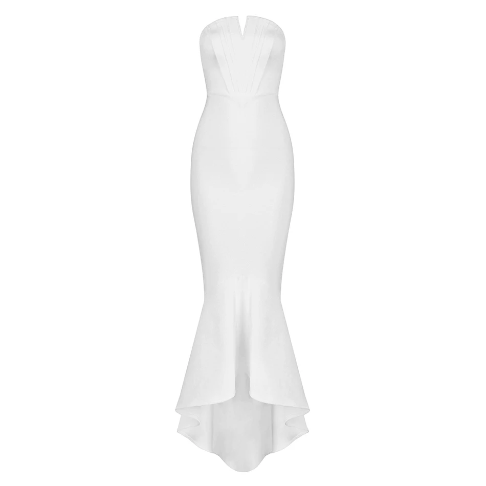 Сексуальная Bodycon белое Бандажное платье с треугольным вырезом, одежда платья "рыбий хвост" для вечеринки Для женщин; элегантные весенние туфли с ремешками рождественское платье Vestidos - Цвет: Белый