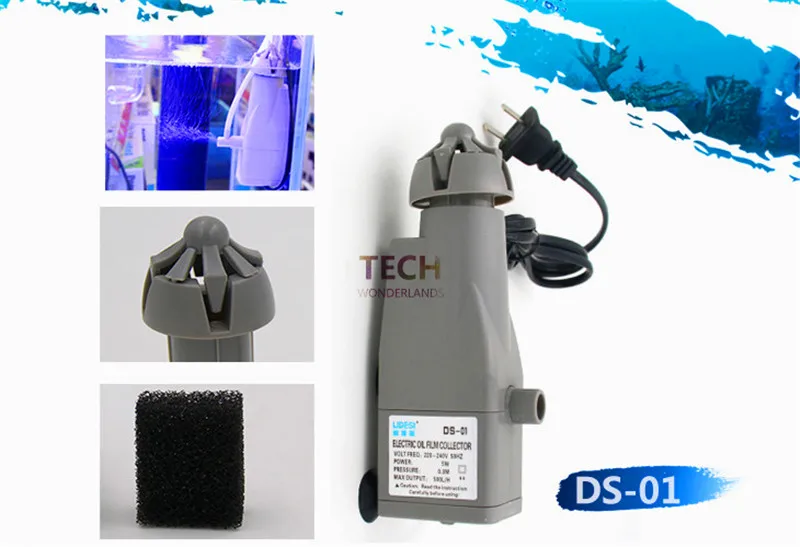 

5W 3In1 Electric Oil Film Collector DS-01 Filtration,Air Pump,Oil Collector For Aquarium Fish Tank Plant Protein Skimmer Filter