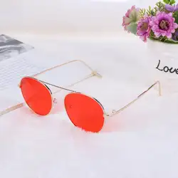 Унисекс модные солнцезащитные очки круглые Форма Ретро металлический каркас простой Для мужчин Для женщин солнцезащитные очки Легкий