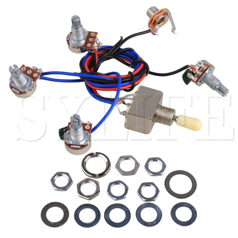 

Guitar Wiring Harness- Prewired 2 Volumes/2 Tones,4-500k Pots For lp guitar