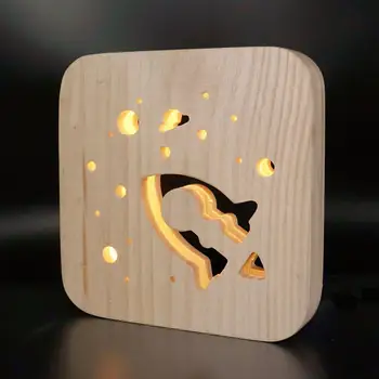 

LED Wood Rocket USB Night Light Switch Control Table Lamp Children Bedroom Decor